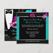 Invitation Bal masqué Prom Danse Lycée Bleu Rose (Devant / Derrière)