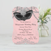 Invitation Bal masqué rose et noir (Debout devant)
