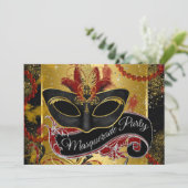Invitation Bal masqué rouge, noir et or (Debout devant)