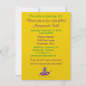 Invitation Bal masqué Sweet 16 Masque de fête violet (Dos)