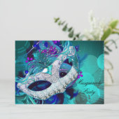 Invitation Bal Masqué Teal Blue Masques Violets E (Debout devant)