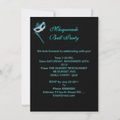 Invitation Bal masqué Teal Blue Purple Masques (Dos)