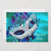 Invitation Bal masqué Teal Blue Purple Masques D (Devant)