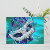 Invitation Bal masqué Teal Blue Purple Masques D (Debout devant)