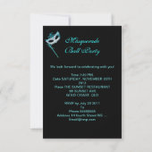 Invitation Bal masqué Teal Blue Purple Masques SML (Dos)