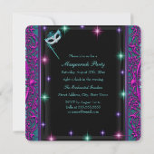 Invitation Bal masqué teal et violet (Dos)