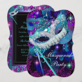 Invitation Bal masqué Teal & Purple (Devant / Derrière)