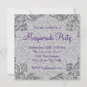 Invitation Bal masqué Violet Argent et Rose (Dos)