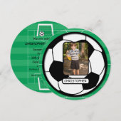 Invitation Bal photo de soccer à la fête d'anniversaire de Pi (Devant / Derrière)