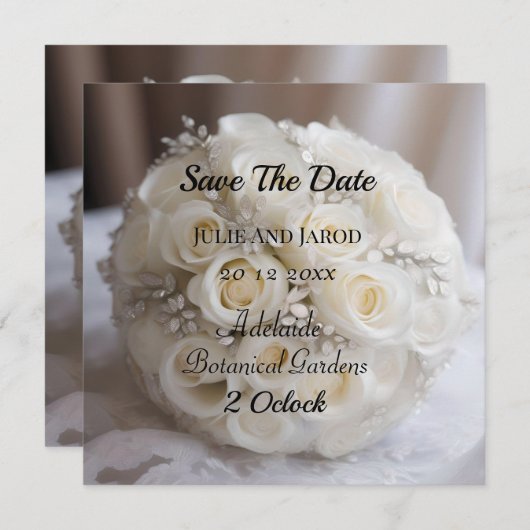 Invitation Bal Topiaire Rose Blanc, (Devant / Derrière)