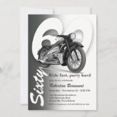 Invitation Balade en moto classique grise - 60 ans (Devant)