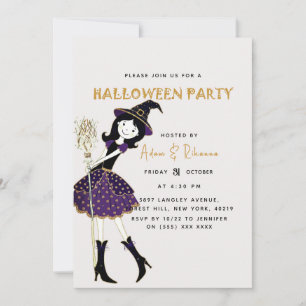 Invitation Balai Magique d'Halloween Blanc