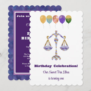 Invitation Balance 1er Anniversaire Impressionniste Paillette