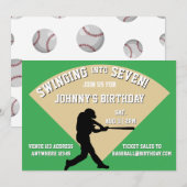Invitation Balancer dans un anniversaire de baseball (Devant / Derrière)