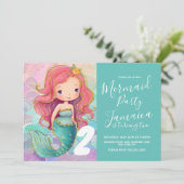 Invitation Balances de sirène filles crêpes rose cheveux glam (Debout devant)