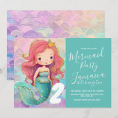 Invitation Balances de sirène filles crêpes rose cheveux glam (Devant / Derrière)