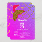 Invitation Balances de sirène rose violet Parties scintillant (Devant / Derrière)