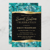 Invitation Balances turquoise et or Sirène Sweet 16 (Devant / Derrière)