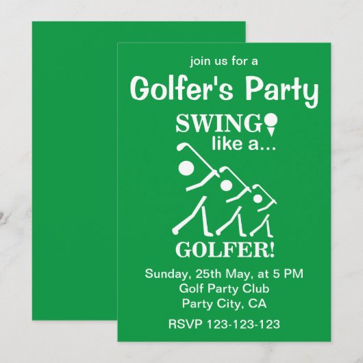 Invitation Balancez comme un golfeur Fête de golf (Devant / Derrière)