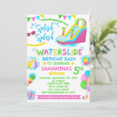 Invitation Balançoire à l'eau toboggan Anniversaire Pink Pool (Debout devant)