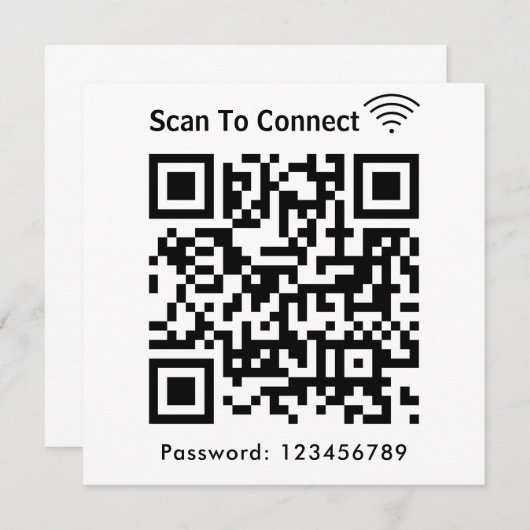 Invitation Balayage Wifi Pour Connecter Mot De Passe Code Qr (Devant / Derrière)