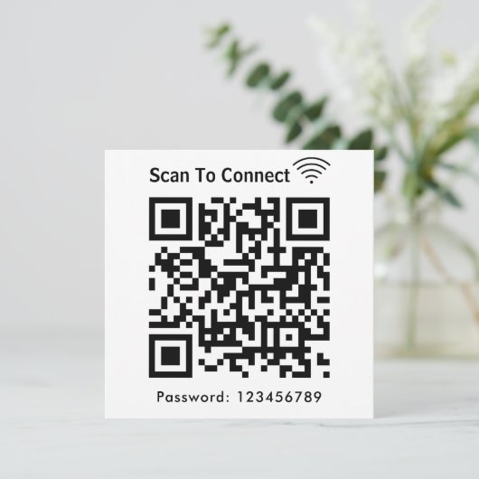 Invitation Balayage Wifi Pour Connecter Mot De Passe Code Qr (Debout devant)