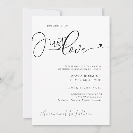 Invitation Balck moderne Sage et blanc Mariage simple Invitat (Devant)