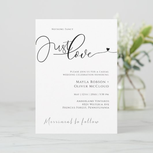 Invitation Balck moderne Sage et blanc Mariage simple Invitat (Debout devant)