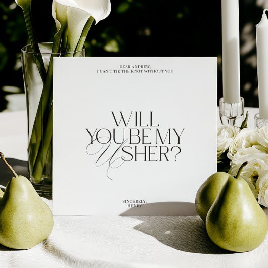 Invitation Balck & White Modern Classic Usher Proposal Card