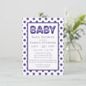 Invitation Balcon bébé | Baby shower violet royal violet (Debout devant)