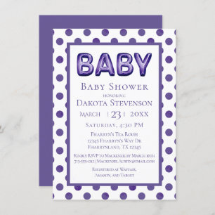Invitation Balcon bébé   Baby shower violet royal violet