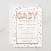 Invitation Balcon bébé | Élégant Baby shower Rose or (Devant)