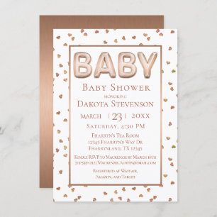 Invitation Balcon bébé   Élégant Baby shower Rose or