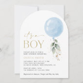 Invitation Balcon Bleu, Eucalyptus, Verdure, Baby shower (Devant)