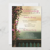 Invitation Balcon de charme avec roses roses roses Plage Quin (Devant)