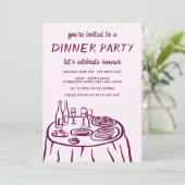 Invitation Balcon de dîner fantaisiste personnalisé dessiné à (Debout devant)