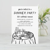 Invitation Balcon de dîner fantaisiste personnalisé dessiné à (Debout devant)