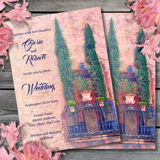 Invitation Balcon rustique et Mariage mexicain Plante