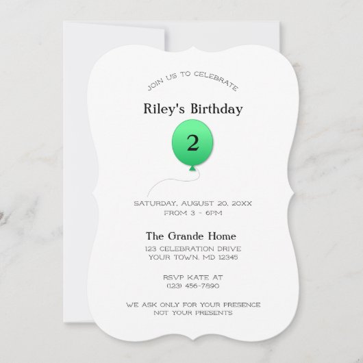 Invitation Balcon Vert Moderne Minimal N'Importe Quel Numéro (Devant)