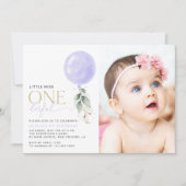 Invitation Balcon Violet, Verdure, Feuillage, Premier Anniver (Devant)