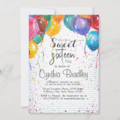 Invitation Balcons & Confetti Sweet sixteen fête d'anniversai (Devant)