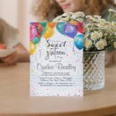 Invitation Balcons & Confetti Sweet sixteen fête d'anniversai