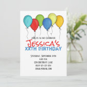 Invitation Balcons d'anniversaire Confetti Party Moderne (Debout devant)