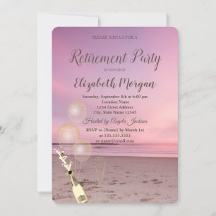 Invitation Balcons De Sable De Plage Couché De Soleil, Retrai