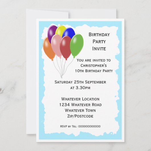 Invitation Balcons fête d'anniversaire (Devant)
