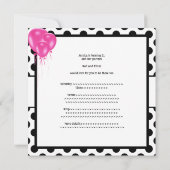 Invitation Balcons roses aux points noirs et blancs de la fêt (Dos)