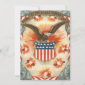 Invitation Bald Eagle American Flag Shield Fireworks (Devant)