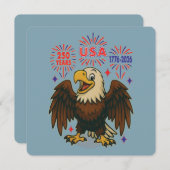 Invitation Bald Eagle avec Fireworks - USA 250 ans 1776-2026 (Devant / Derrière)