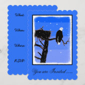 Invitation Bald Eagle en hiver - Art original de la faune (Devant / Derrière)
