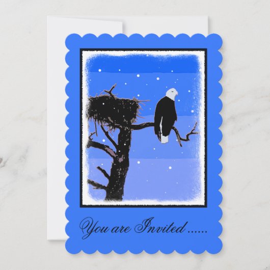 Invitation Bald Eagle en hiver - Art original de la faune (Devant)